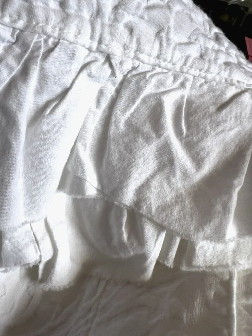 Shabby Chic MATELASSE Shower Curtain White 100% Cotton Ruffle 70” x 64